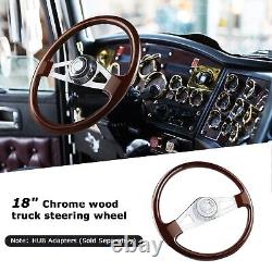 LOSCHEN 18 Wood Steering Wheel Aluminum Rivets Chrome Spoke Semi Trucks Rigs