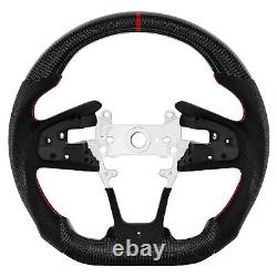 LOSCHEN Real Carbon Fiber Steering Wheel For HONDA CIVIC 2016-2021 BLACK LEATHER