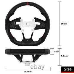 LOSCHEN Real Carbon Fiber Steering Wheel For HONDA CIVIC 2016-2021 BLACK LEATHER