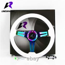 LR Universal 14 White Wood Grain Steering Wheel 6 Bolts 1.75 Dish 3-Spoke Wood