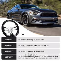 Leather Real Carbon Fiber Steering Wheel For Ford Mustang EcoBoost GT 2015-2017