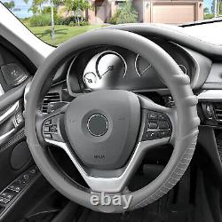 Leatherette Seat Cushion Bucket Covers Gray with Gray Steering Cover For Sedan