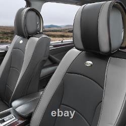 Leatherette Seat Cushion Covers Full Set Black Gray with Black Steering Cover