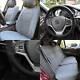 Leatherette Seat Cushion Covers Full Set Solid Gray With Black Steering Cover