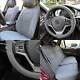 Leatherette Seat Cushion Covers Full Set Solid Gray With Gray Steering Cover