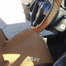 Light Brown Breathable Style Cloth Seat Cover Shift Knob Steering Wheel 44001b