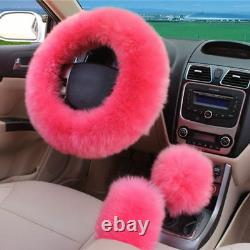 Limousine lambskin 5 pieces / seat steering wheel brake lever gear sleeve pink