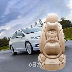 Linen Leather Car Seat Cover Full Set WithSteering Wheel Cover Universal Protector