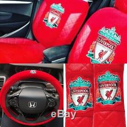 Liverpool Fc Car Seat Cover Set X 2 + Steering Wheel Cover + Seat Belt Covers