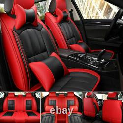 Luxury 5-Seat Car Seat Cover PU Leather Cushion Front Rear Protector Universal