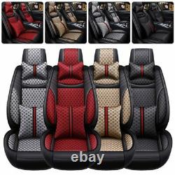 Luxury 5-Seat Car Seat Cover PU Leather Cushion Front Rear Protector Universal