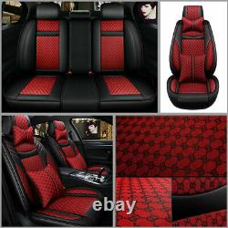 Luxury Car Seat Cover Red Leather 5-Sits Front &Rear Set Protector SUV Auto Fit