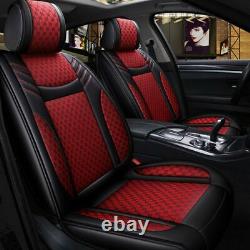 Luxury Car Seat Cover Red Leather 5-Sits Front &Rear Set Protector SUV Auto Fit