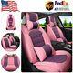 Luxury Car Seat Covers Pink Leather Protector Set Universal Cushion For Women Us