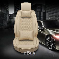 Luxury Car Seat Covers+Steering Wheel Cover Cushions Universal 5-Sits Full Set