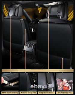 Luxury Crown Emblem Rhinestone Car Seat & Steering Wheel Cover Set PU Leather US