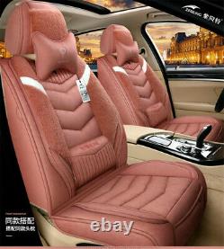 Luxury Plush Fur 5 Seats Car Seat Cover+Steering Wheel Cover Full Set For Winter