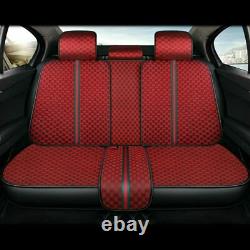 Luxury Red Car Seat Cover 5-Seat PU Leather Protector Cushion Full Set Universal