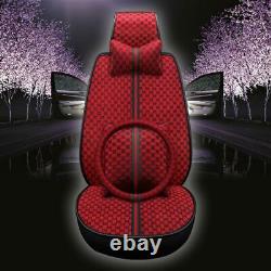 Luxury Red Car Seat Cover 5-Seat PU Leather Protector Cushion Full Set Universal
