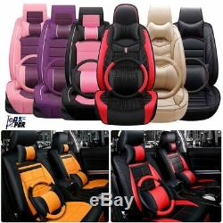 Luxury Universal Car Seat Covers 5-Sit Car Accessories+Steering Wheel Cover US