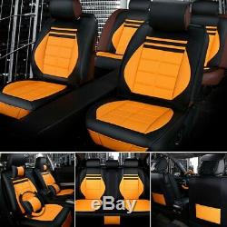 Luxury Universal Car Seat Covers 5-Sit Car Accessories+Steering Wheel Cover US