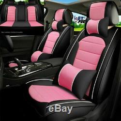 Luxury Universal Car Seat Covers 5-Sit Car Accessories+Steering Wheel Cover US