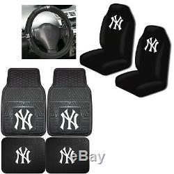 MLB New York Yankees Car Truck Floor Mats Seat Covers & Steering Wheel Cover Set