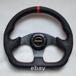 MOMO Black Leather D Shape Street Sport Steering Wheel 320mm 12.5in BRLRR