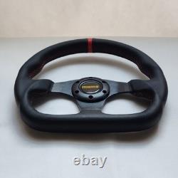 MOMO Black Leather D Shape Street Sport Steering Wheel 320mm 12.5in BRLRR
