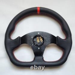 MOMO Black Leather D Shape Street Sport Steering Wheel 320mm 12.5in BRLRR