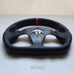 MOMO Black Leather D Shape Street Sport Steering Wheel 320mm 12.5in BRLRR