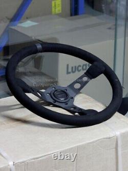 MOMO MOD07 Black Edition 350mm 14' Suede Leather Deep Cone Steering Wheel