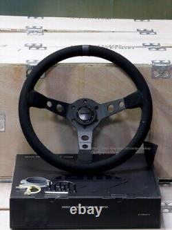 MOMO MOD07 Black Edition 350mm 14' Suede Leather Deep Cone Steering Wheel