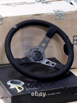 MOMO MOD07 Black Edition 350mm 14' Suede Leather Deep Cone Steering Wheel