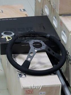 MOMO MOD07 Black Edition 350mm 14' Suede Leather Deep Cone Steering Wheel