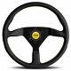 Momo Montecarlo Black Leather Yellow Stitching Steering Wheel 350mm