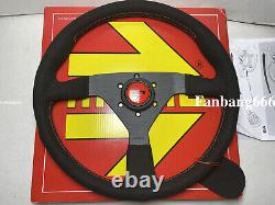 MOMO MonteCarlo 350mm 14' Suede Thickened Spoke Red Stitch Sport Steering Wheel