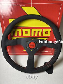 MOMO MonteCarlo 350mm 14' Suede Thickened Spoke Red Stitch Sport Steering Wheel