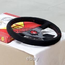MOMO MonteCarlo 350mm 14' Suede Thickened Spoke Red Stitch Sport Steering Wheel