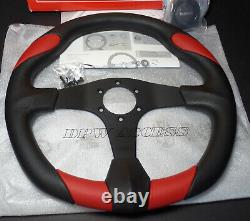 MOMO Quark Steering Wheel Red Airleather Black Spoke Universal Car Street Racing