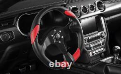 MOMO Quark Steering Wheel Red Airleather Black Spoke Universal Car Street Racing