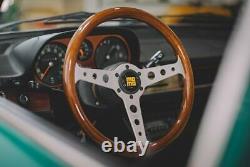 MOMO Steering Wheel Indy 350 Diameter 37 Dish Mahogany Wood Brushed Spokes
