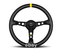 MOMO Steering Wheel MOD. 07 350 Diam 72 Dish Black Leather Black Spokes 1 Stripe