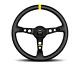 Momo Steering Wheel Mod. 07 350 Diam 72 Dish Black Leather Black Spokes 1 Stripe