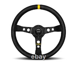 MOMO Steering Wheel MOD. 07 350 Diam 72 Dish Black Suede Black Spokes 1 Stripe