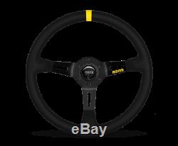 MOMO Steering Wheel MOD. 08 350 Diam 88 Dish Black Suede Black Spokes 1 Stripe