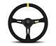 Momo Steering Wheel Mod. 08 350 Diam 88 Dish Black Suede Black Spokes 1 Stripe