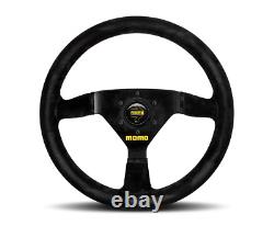 MOMO Steering Wheel MOD. 69 350 Diameter 39 Dish Black Suede Black Spokes