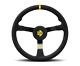 Momo Steering Wheel Mod. N38 380 Diam 87 Dish Black Suede Black Spokes 1 Stripe