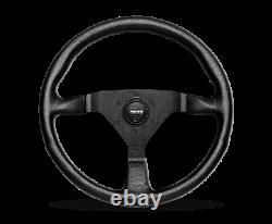 MOMO Steering Wheel Montecarlo 320 Diam 40 Dish Blk Leather Blk Stitch Blk Spoke